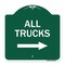 Signmission Driveway Sign All Trucks W/ Right Arrow, Green & White Aluminum Sign, 18" x 18", GW-1818-24129 A-DES-GW-1818-24129 - alternate 1